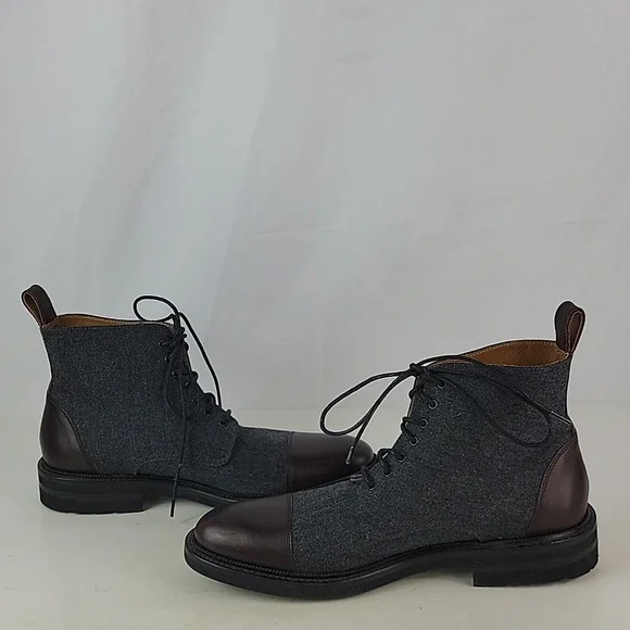 TAFT The Jack Cap Toe Boot In Grey/Oxblood Wool/Leather Men's - Picture 4 of 16